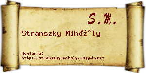 Stranszky Mihály névjegykártya